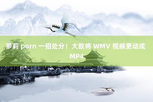 萝莉 porn 一招处分！大致将 WMV 视频更动成 MP4