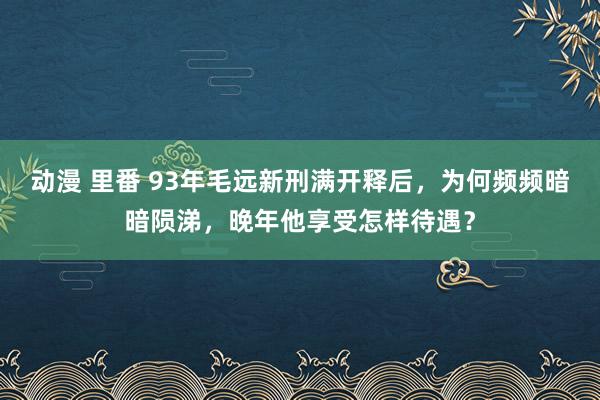 动漫 里番 93年毛远新刑满开释后，为何频频暗暗陨涕，晚年他享受怎样待遇？