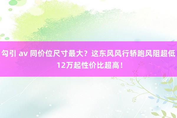勾引 av 同价位尺寸最大？这东风风行轿跑风阻超低 12万起性价比超高！