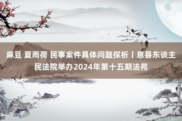麻豆 夏雨荷 民事案件具体问题探析丨息县东谈主民法院举办2024年第十五期法苑