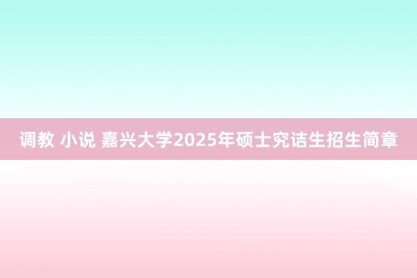 调教 小说 嘉兴大学2025年硕士究诘生招生简章