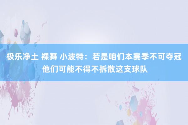 极乐净土 裸舞 小波特：若是咱们本赛季不可夺冠 他们可能不得不拆散这支球队