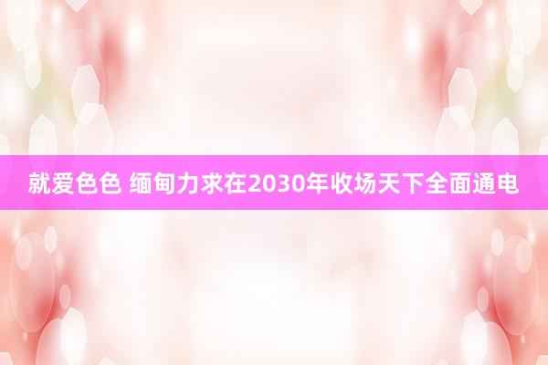 就爱色色 缅甸力求在2030年收场天下全面通电