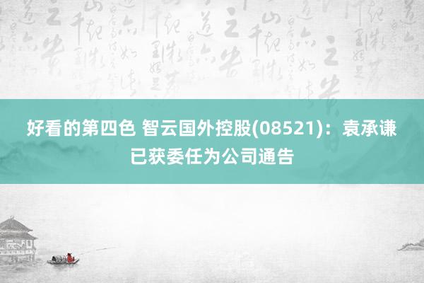 好看的第四色 智云国外控股(08521)：袁承谦已获委任为公司通告