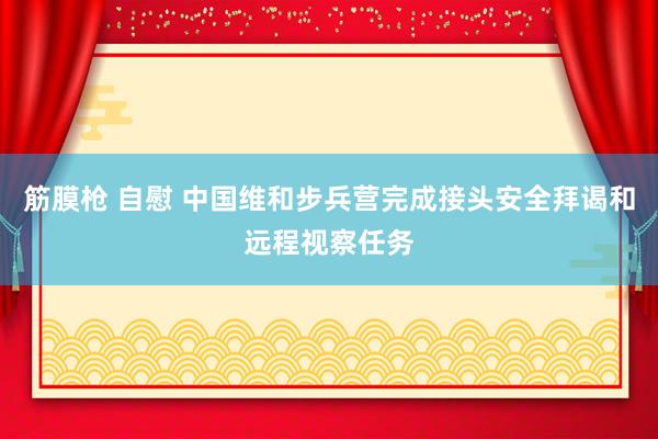 筋膜枪 自慰 中国维和步兵营完成接头安全拜谒和远程视察任务