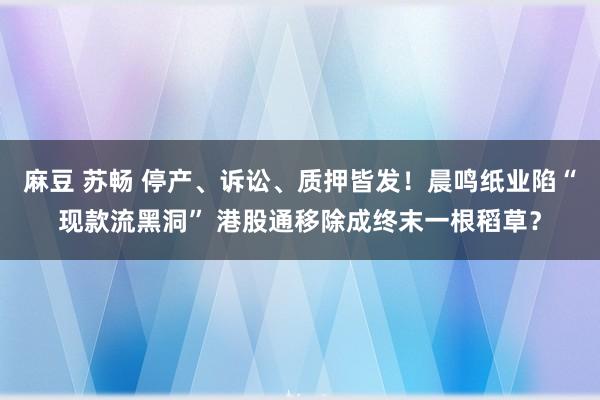 麻豆 苏畅 停产、诉讼、质押皆发！晨鸣纸业陷“现款流黑洞” 港股通移除成终末一根稻草？