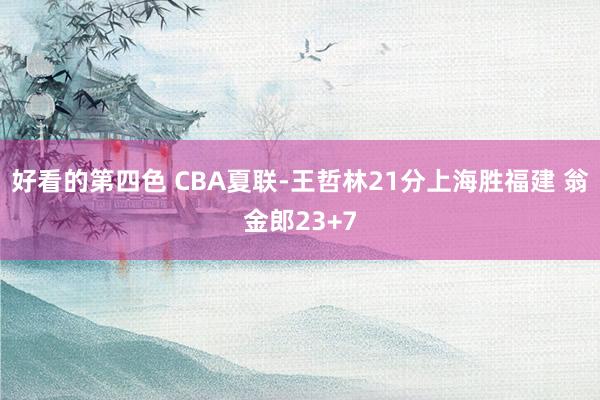 好看的第四色 CBA夏联-王哲林21分上海胜福建 翁金郎23+7
