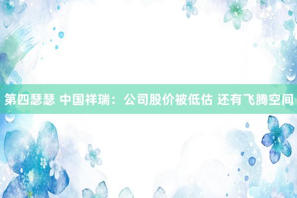 第四瑟瑟 中国祥瑞：公司股价被低估 还有飞腾空间