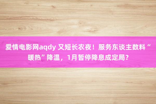 爱情电影网aqdy 又短长农夜！服务东谈主数料“暖热”降温，1月暂停降息成定局？