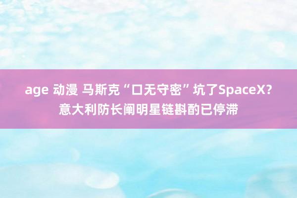 age 动漫 马斯克“口无守密”坑了SpaceX？意大利防长阐明星链斟酌已停滞