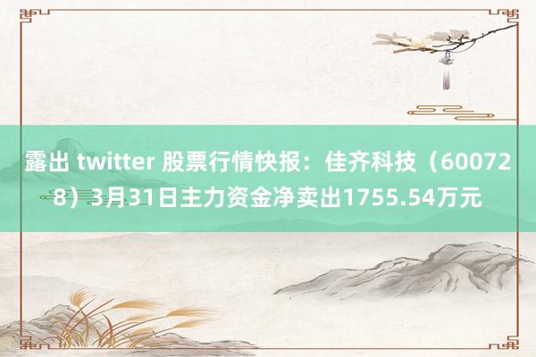 露出 twitter 股票行情快报：佳齐科技（600728）3月31日主力资金净卖出1755.54万元