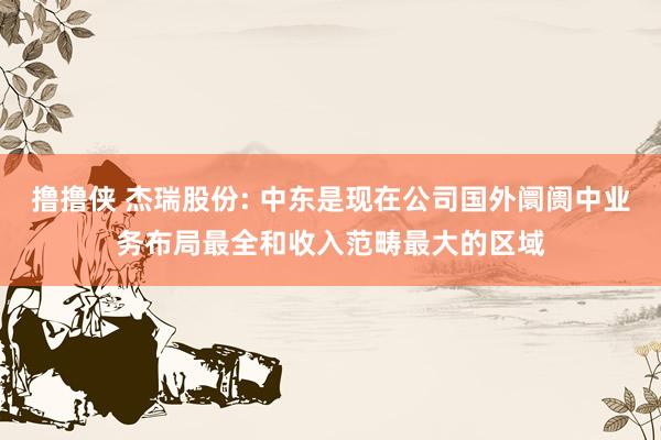 撸撸侠 杰瑞股份: 中东是现在公司国外阛阓中业务布局最全和收入范畴最大的区域
