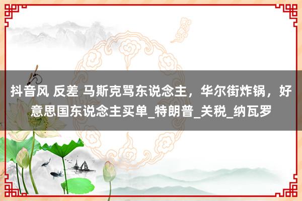 抖音风 反差 马斯克骂东说念主，华尔街炸锅，好意思国东说念主买单_特朗普_关税_纳瓦罗