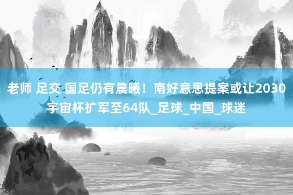老师 足交 国足仍有晨曦！南好意思提案或让2030宇宙杯扩军至64队_足球_中国_球迷