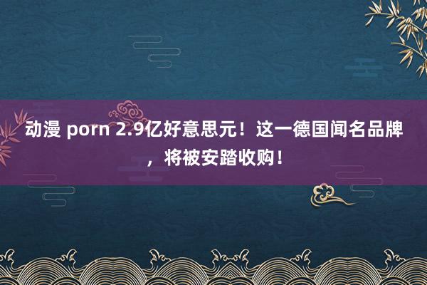 动漫 porn 2.9亿好意思元！这一德国闻名品牌，将被安踏收购！