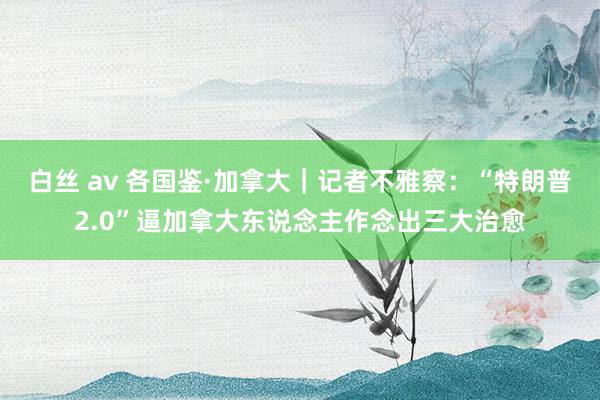 白丝 av 各国鉴·加拿大｜记者不雅察：“特朗普2.0”逼加拿大东说念主作念出三大治愈