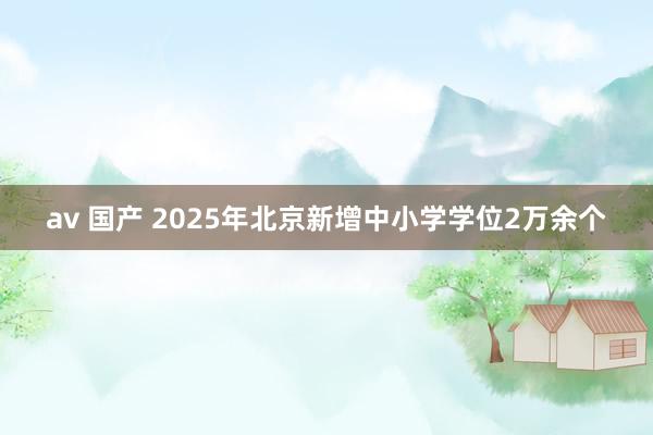 av 国产 2025年北京新增中小学学位2万余个