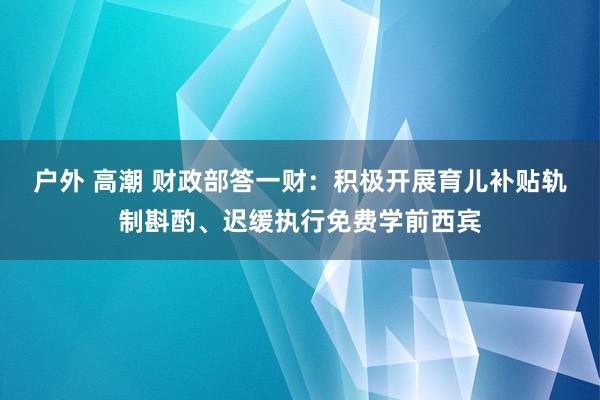 户外 高潮 财政部答一财：积极开展育儿补贴轨制斟酌、迟缓执行免费学前西宾