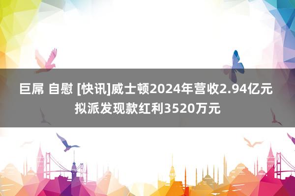 巨屌 自慰 [快讯]威士顿2024年营收2.94亿元 拟派发现款红利3520万元