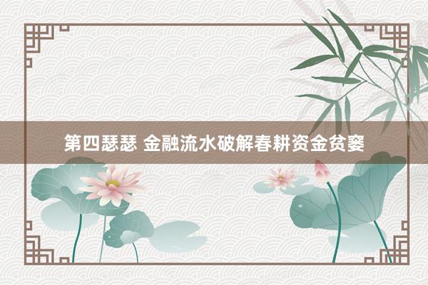 第四瑟瑟 金融流水破解春耕资金贫窭
